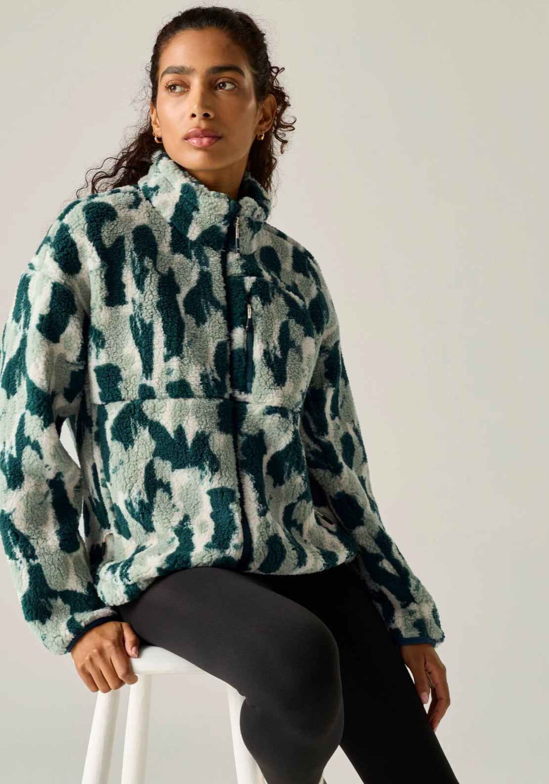 Regatta Roswind Water Resistant Full Zip Fleece - Pine Brush Stroke 4 Shaws Department Stores
